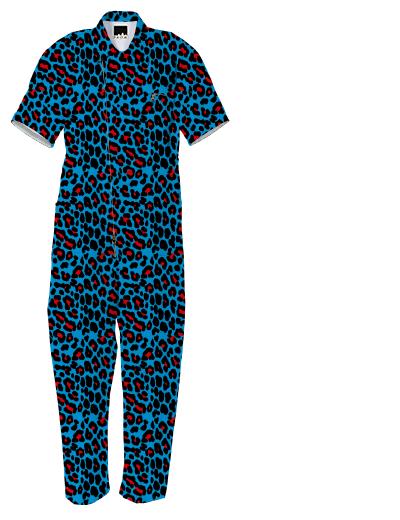 Abstract Leopard print blue red