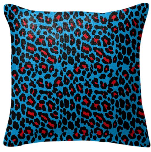 Abstract Leopard print blue red