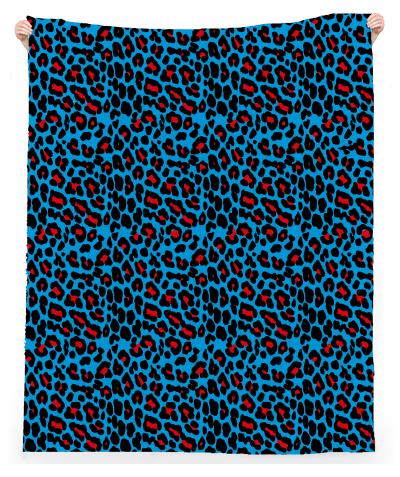 Abstract Leopard print blue red