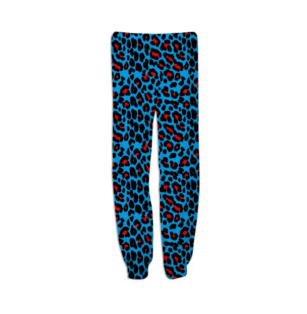 Abstract Leopard print blue red