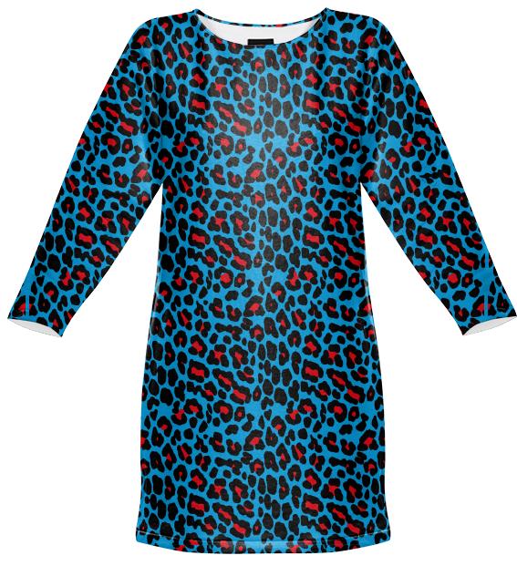 Abstract Leopard print blue red