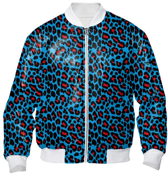 Abstract Leopard print blue red