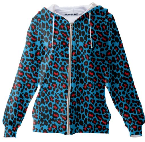 Abstract Leopard print blue red