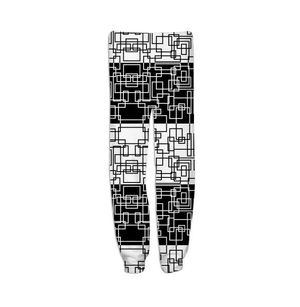 Modern Geometric Squares BW