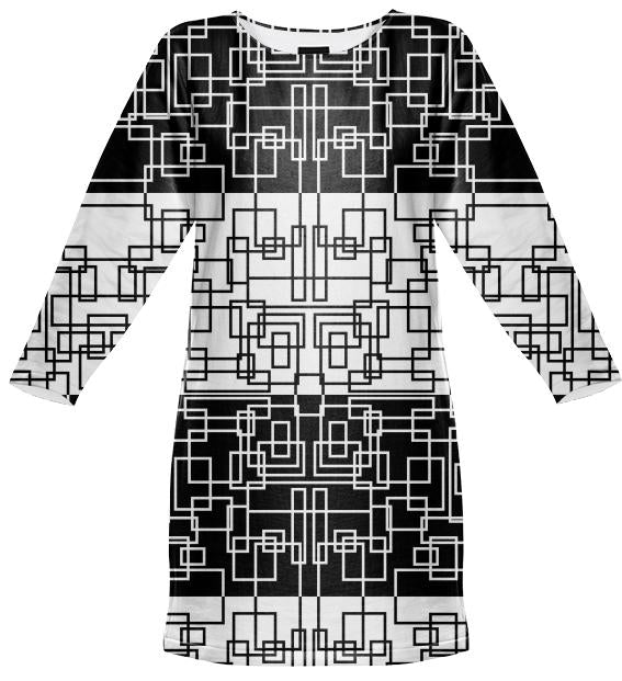 Modern Geometric Squares BW