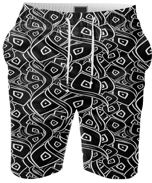 Abstract black and white leaves pattern