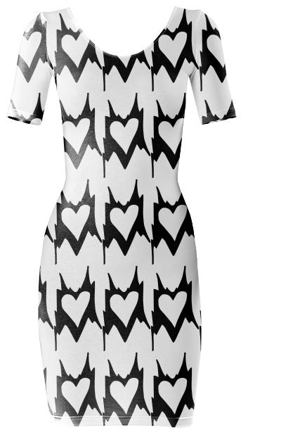 Abstract Heart Print Dress
