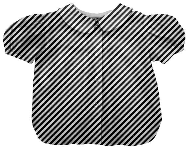 Black White Small Stripe Blouse