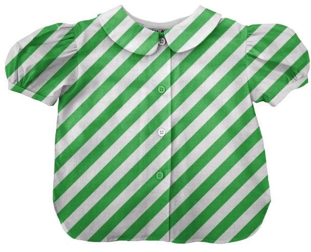 Green White Stripe Blouse