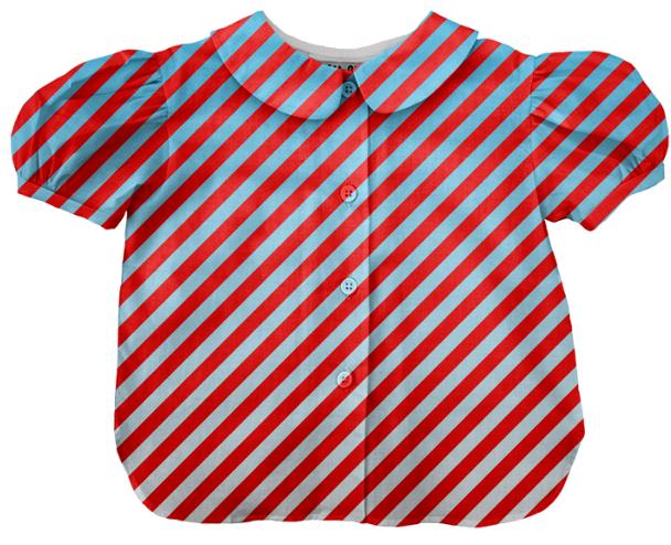 Red Blue Sky Small Stripe Blouse