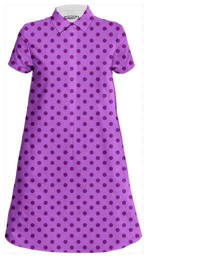Purple Polka Dot Mini Shirt Dress