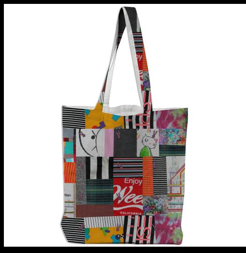 PAOM, Print All Over Me, digital print, design, fashion, style, collaboration, annie-larson, annie larson, Tote Bag, Tote-Bag, ToteBag, Crazy, Quilt, autumn winter spring summer, unisex, Poly, Bags