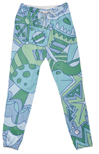 Abstract Animals Cotton Pants