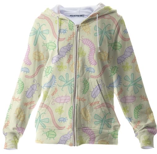 Pastel Bug Zip Hoodie