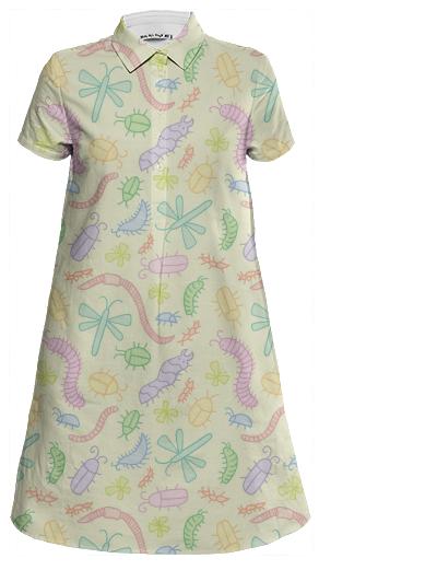Pastel Bug Mini Shirt Dress