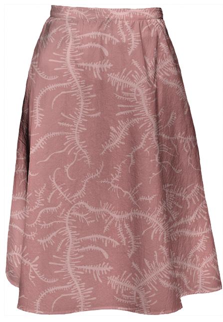 Ferning Dusty Rose Midi Skirt
