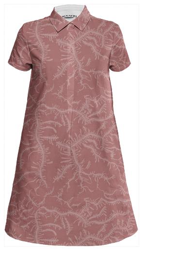 Ferning Dusty Rose Mini Shirt Dress