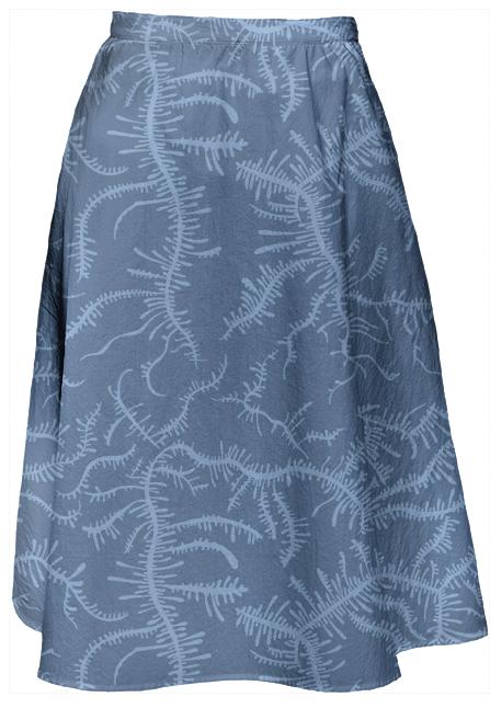 Ferning Blue Midi Skirt