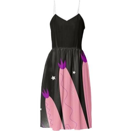 ARTISTIC LONG DRESS Cacktus edition pink black
