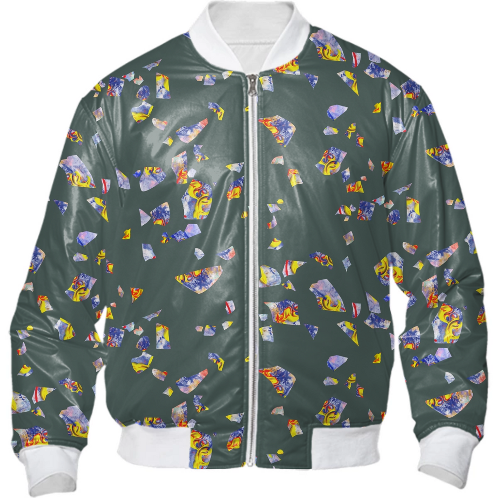 Terrazzo party green grey abstract painting