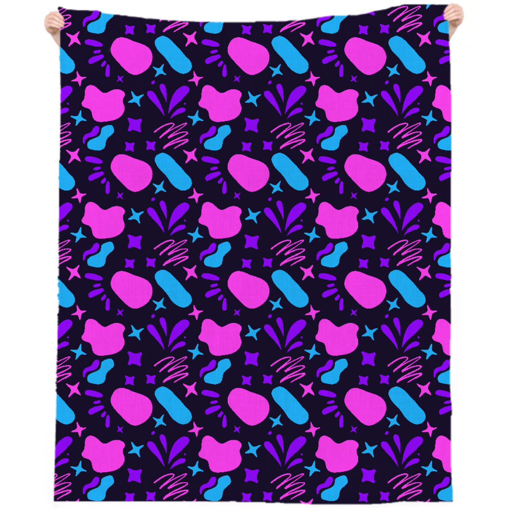 Abstract geometric stones and colorful stars linen beach