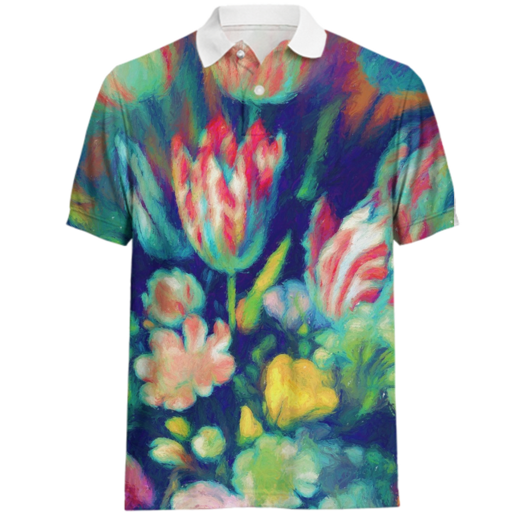 Tulips Detail Polo Shirt