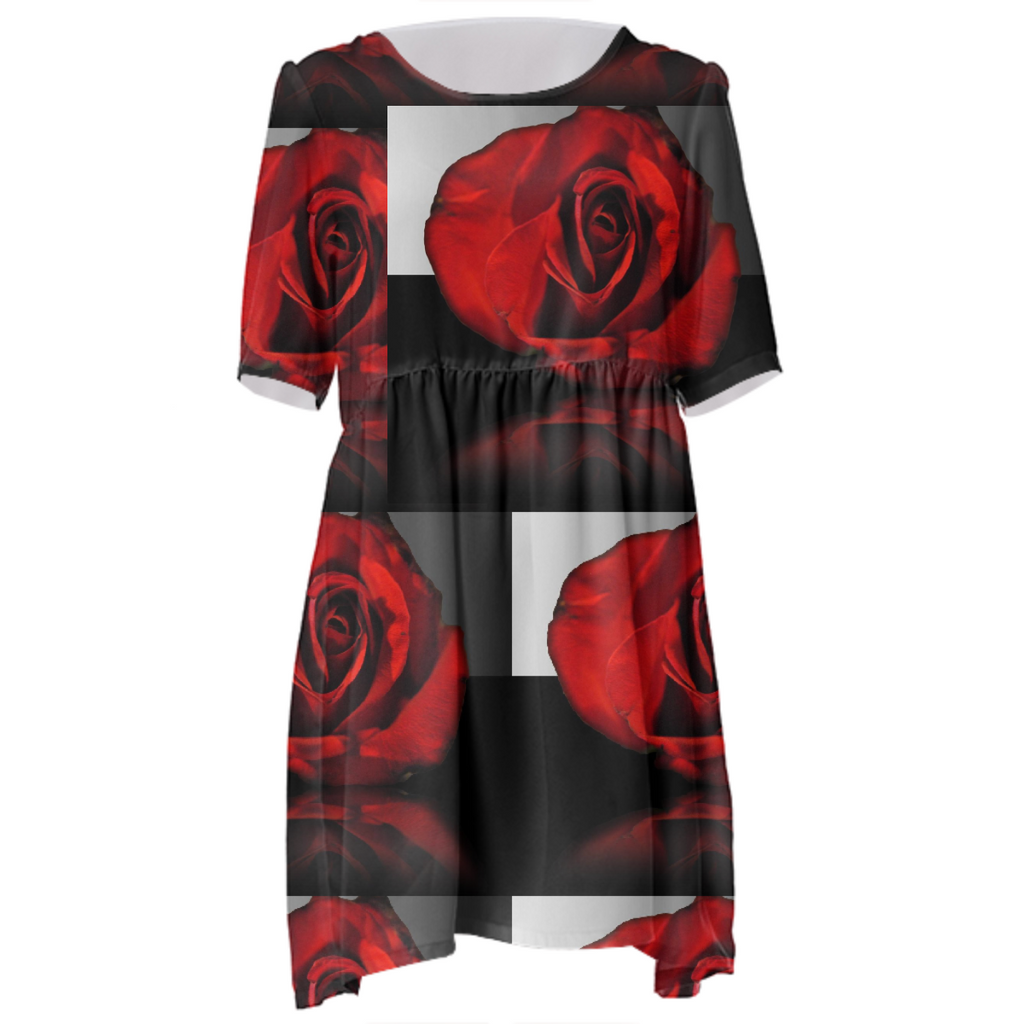 Red Rose Reflection Babydoll Dress