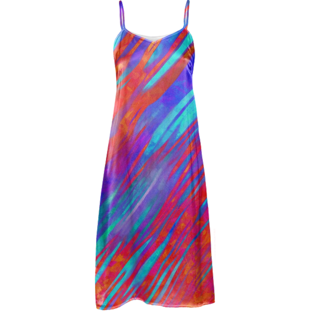 Red Blue Abstract Slip Dress