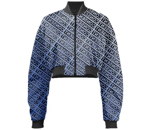 consent blue Jacket crop