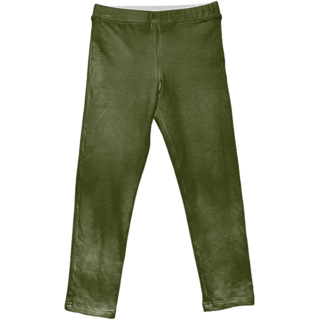 Solid Army Green Color Kids Leggings
