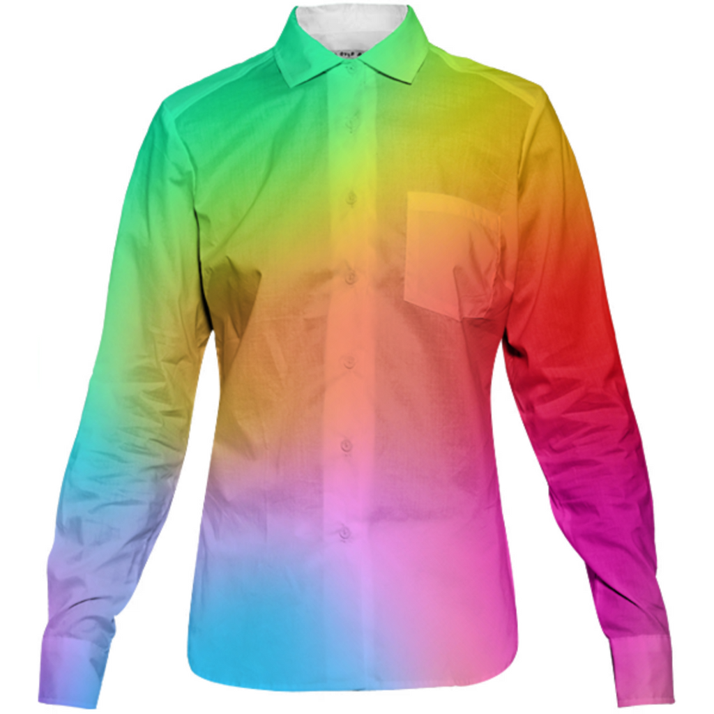 rainbow gradient tie dye women's button down gay pride lgbtq