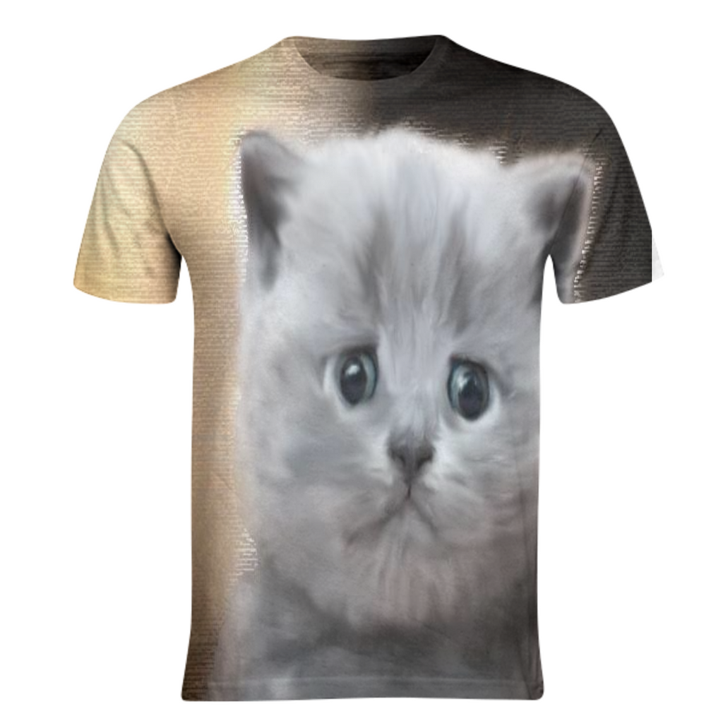 sad cute cat design on t-shirts