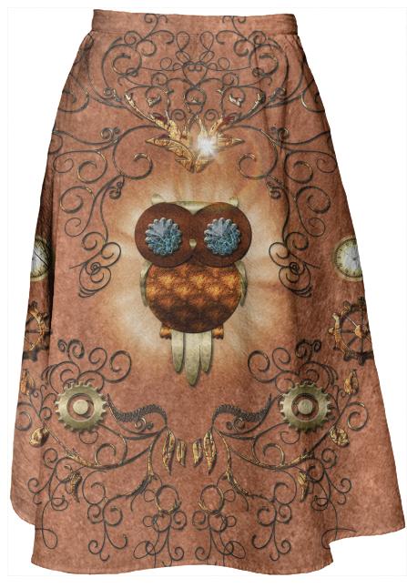 Steampunk cute owl with gears and clocks