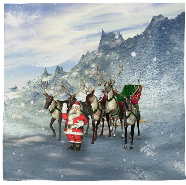 Funny Santa Claus with reindeer