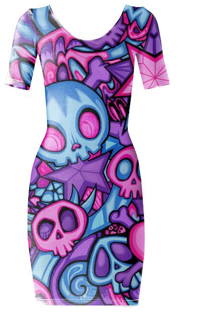 Custom Pink and Purple Skull Dress