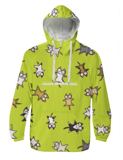 Lots of Cats Yellow green Windbreaker