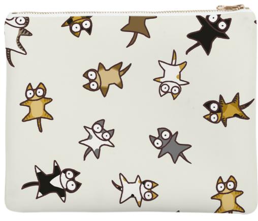 Lots of Cats Ivory white Neoprene Clutch