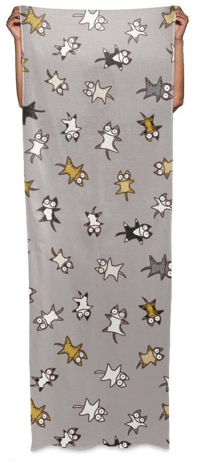 Lots of Cats Beige gray Wrap Scarf