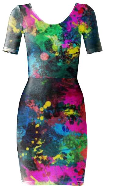 paint splatter prom dress Evening Gown Girl Painted Prom Dress Bright Paint Splatter