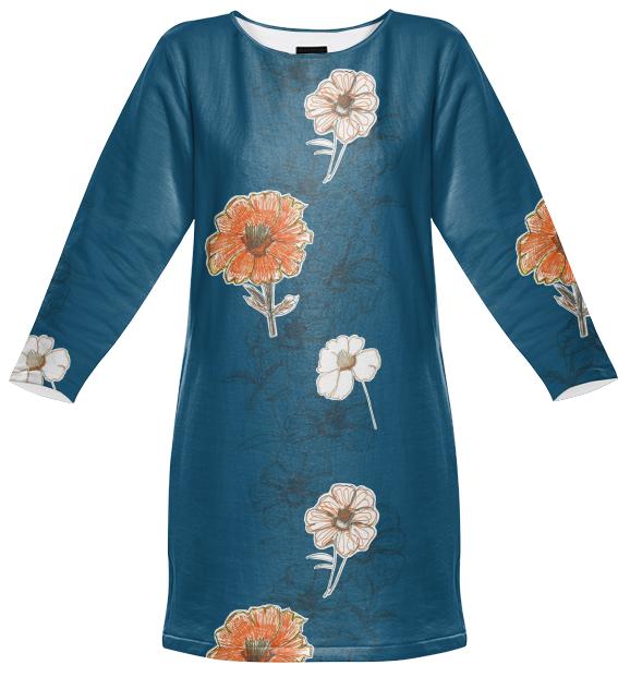 Floral Sketch sweatshirt Dress