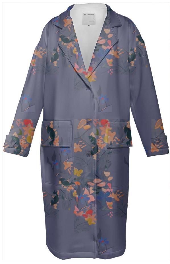 Layered Floral Trench Coat