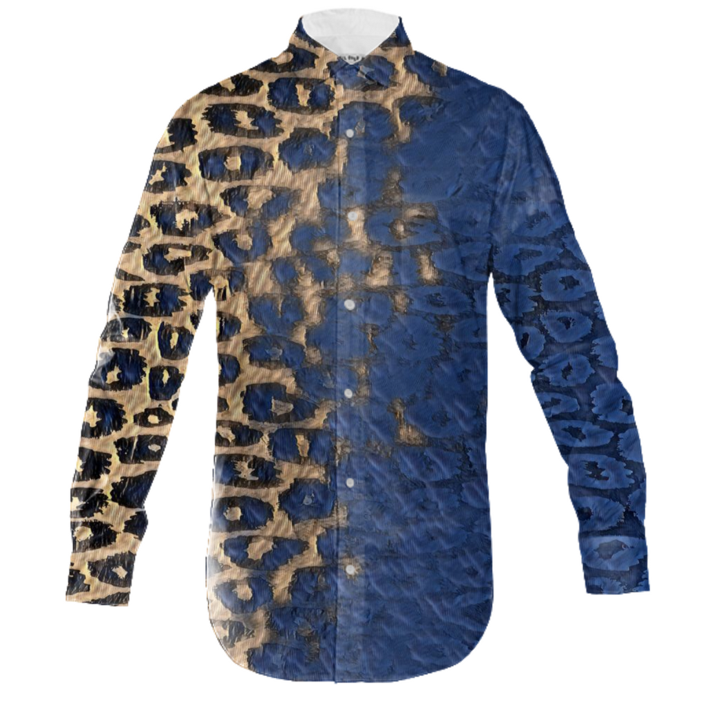 Blue Cheetah Button Down Shirt
