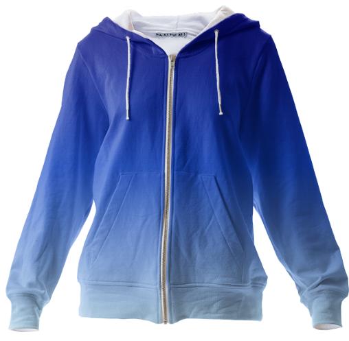 blue fade zip up hoodie