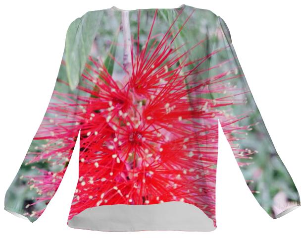 Tropical Pink Flower Silk Top