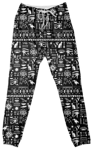 Egyptian Hieroglyphs Black Pants