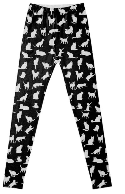 Cat Pattern Pants Black