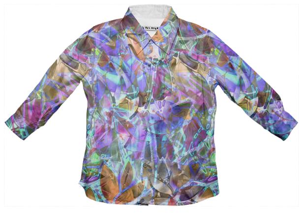Kids Button Down Floral Abstract Stained Glass G37