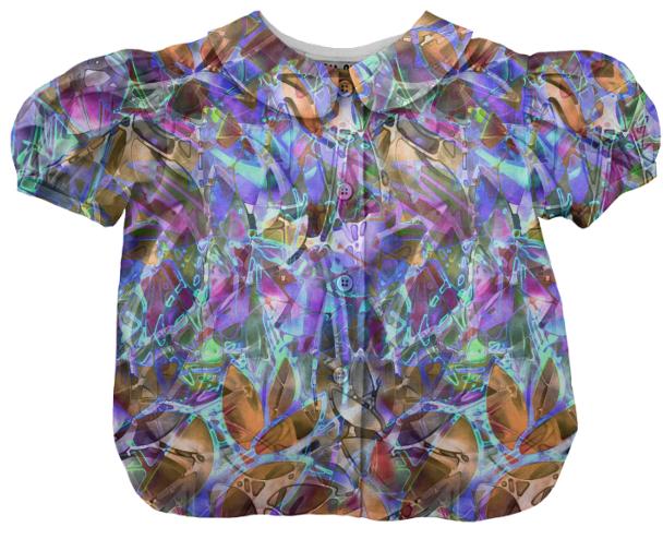 Kids Blouse Floral Abstract Stained Glass G37
