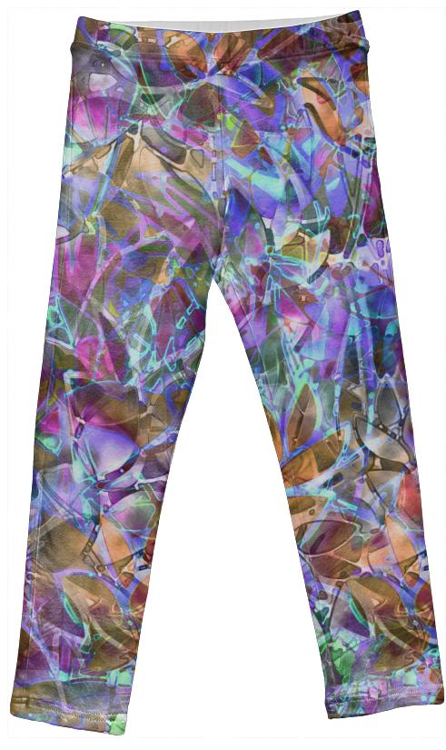 Kids Leggings Floral Abstract Stained Glass G37