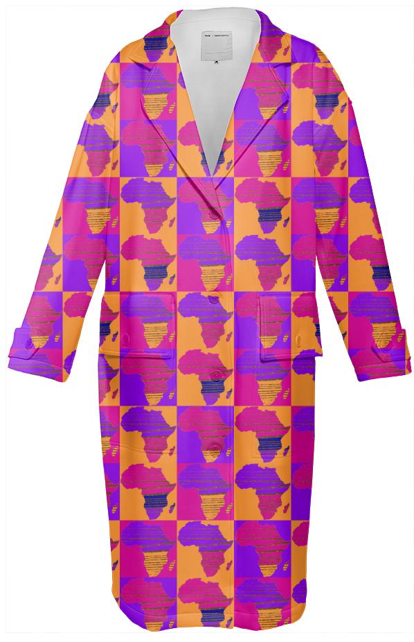 African Print Trench Coat